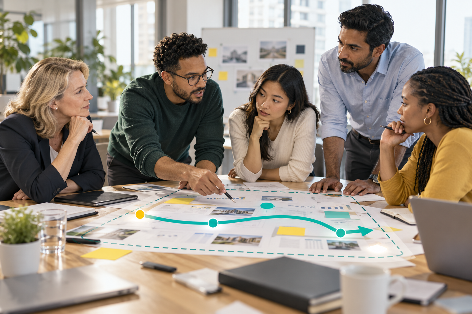 A leader coaching a team as decision ownership moves closer to the work within clear guardrails